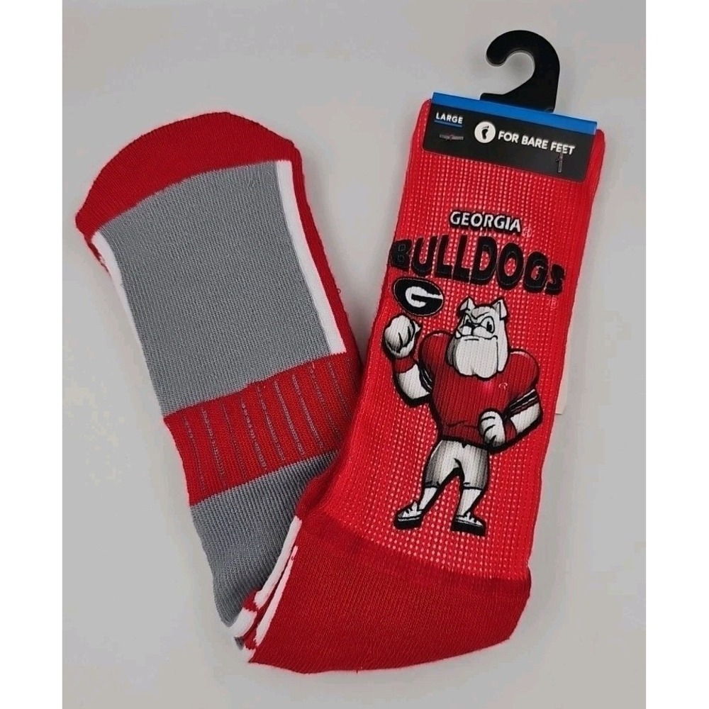 Mens Georgia Bulldogs Socks Red Size Large Made‎ By For Bare Feet New With Tags